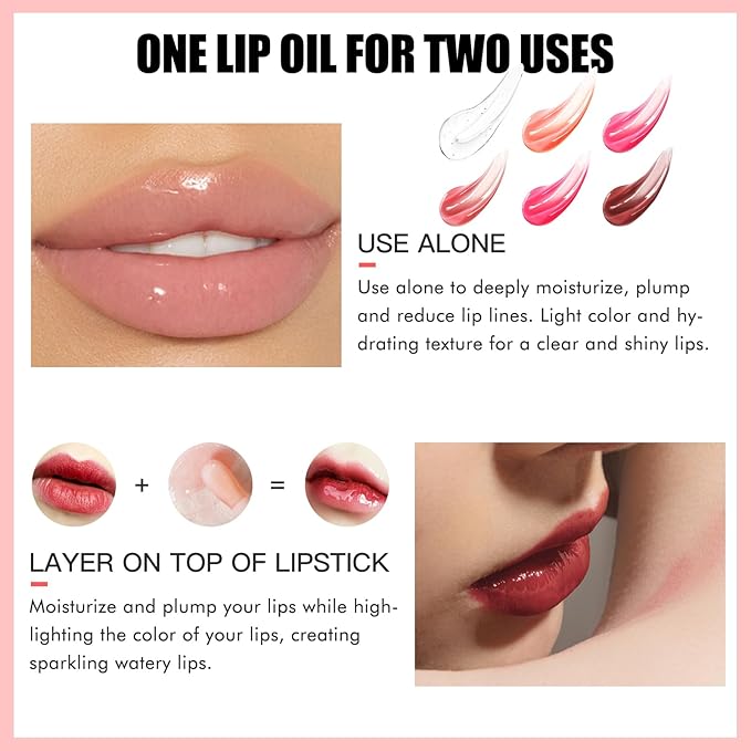 3PCS Lip Oil Set, Hydrating Lip Mahogany)