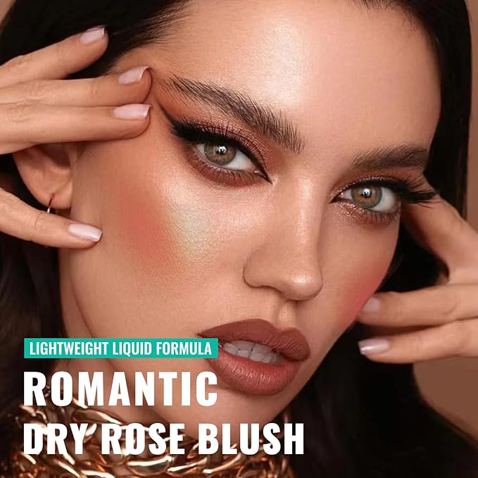 Liquid Blush, Soft Moisturizing Matte Blush, Blendable Face Dry Rose