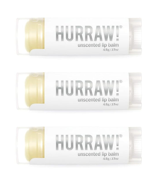 Hurraw! Unscented Lip Balm, 3 Pack: