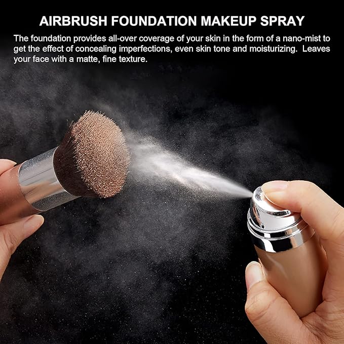 Airbrush Foundation Makeup Spray, Long Lasting Waterproof Full (#3 Nude) 2.36oz