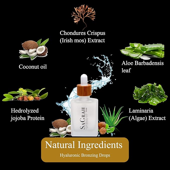 Advanced Self Tanning Drops, USA Made with Natural & Organic Ingredients, Innovative & Nourishing Skincare Hyaluronic Bronzing Drops 1.0 FL OZ