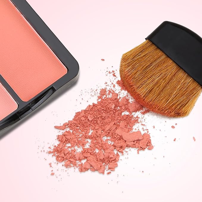 2 Colors Matte Blush Palette with Brush,Pink Blush Blusher,Highly Pigmented