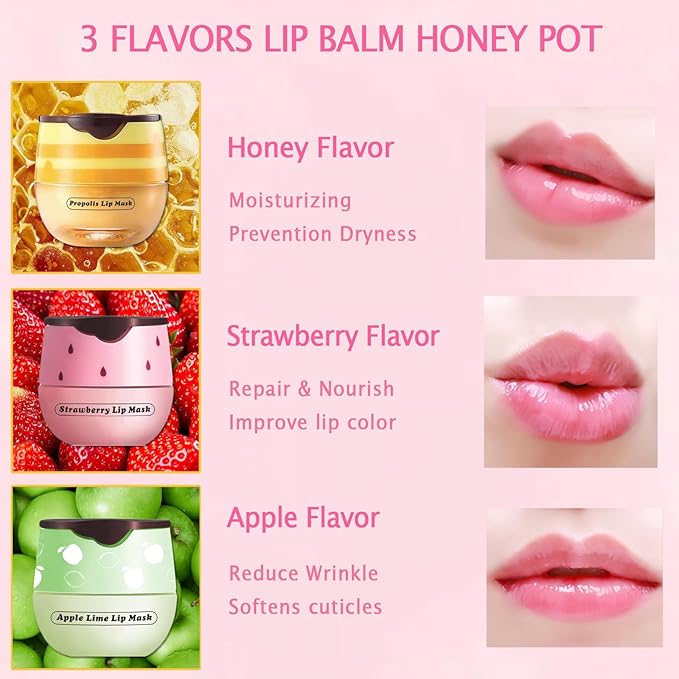 Bee Lip Balm Honey Pot, Apple Lime)