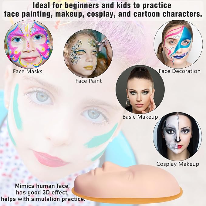 Silicone Makeup Practice Face, 8 Makeup