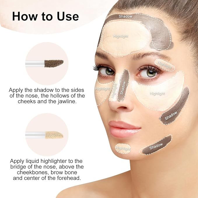 2 in 1 Bronzer and Highlighter Stick,Non-greasy &