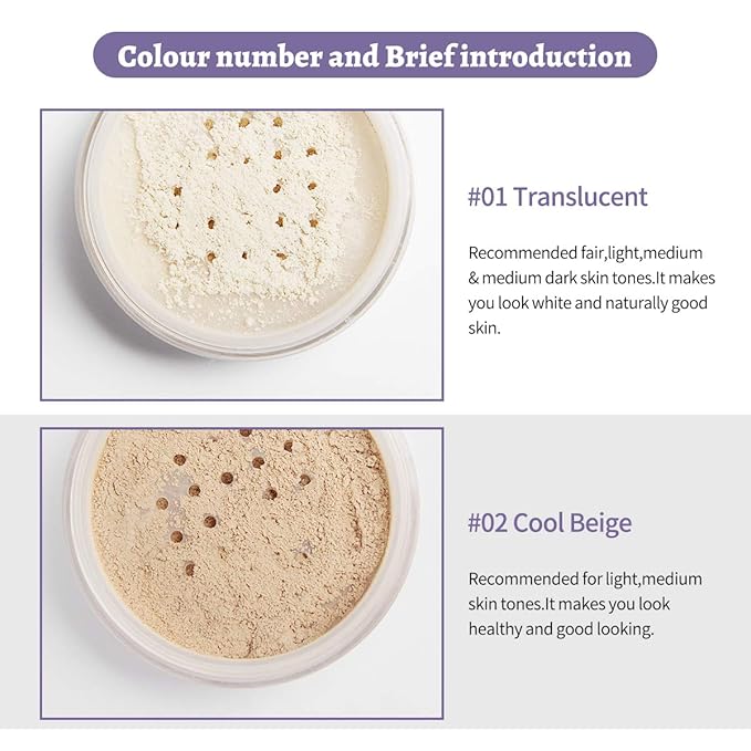 PHOERA Setting Powder Controls Oil,Setting Powder Makeup Light,Loose 0.17oz