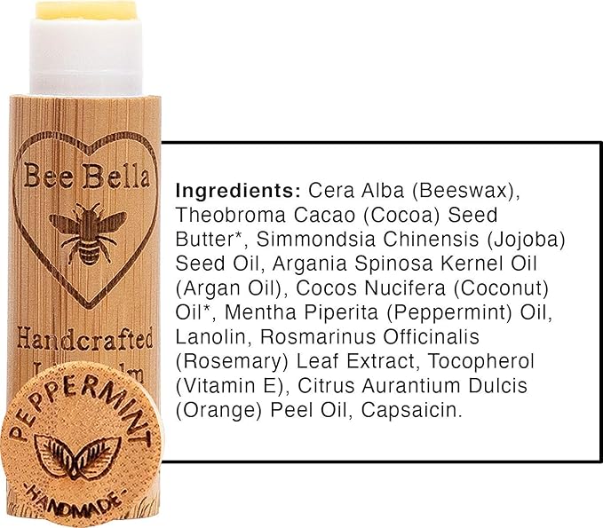 Bee Bella Lip Balm, Peppermint, 3 Organic