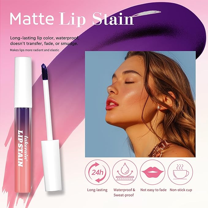 Peel-Off Lip Tint - Tattoo Lip Stain Kit, Long-Lasting Matte Finish, Moisturizing Peel-Off Lip Mask, Waterproof & Smudge-Proof, 24H Color Hold (#1 Light Pink, 1)