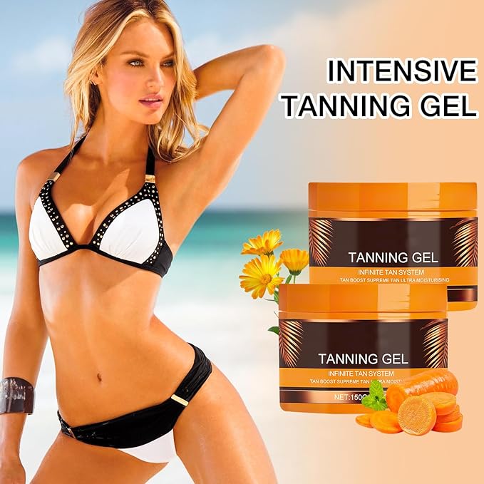2Pcs Luxury Intensive Tanning Gel, Celyne Tanning Gel, Natural Tanning Accelerator Cream Gel, 5.29oz Celyne Tanning Cream, Brown Tanning Gel for for Sunbeds & Outdoor Sun
