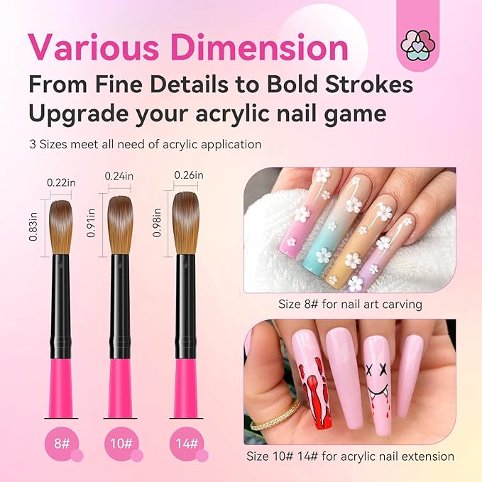 SAVILAND Acrylic Nail Brushes Set: