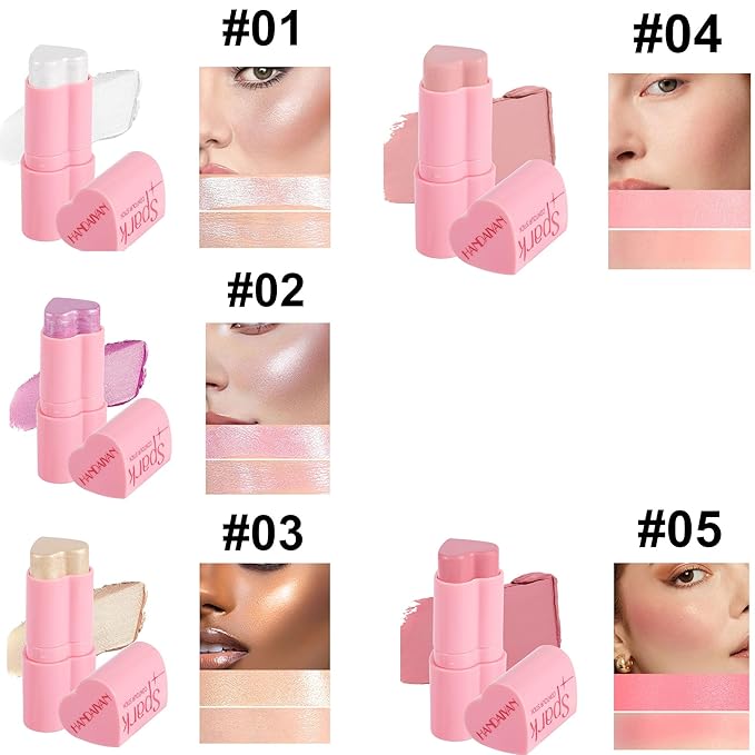 Heart Blush Stick, Matte Rouge Stick, Cheek Contour (03#, 0.) 21 OZ