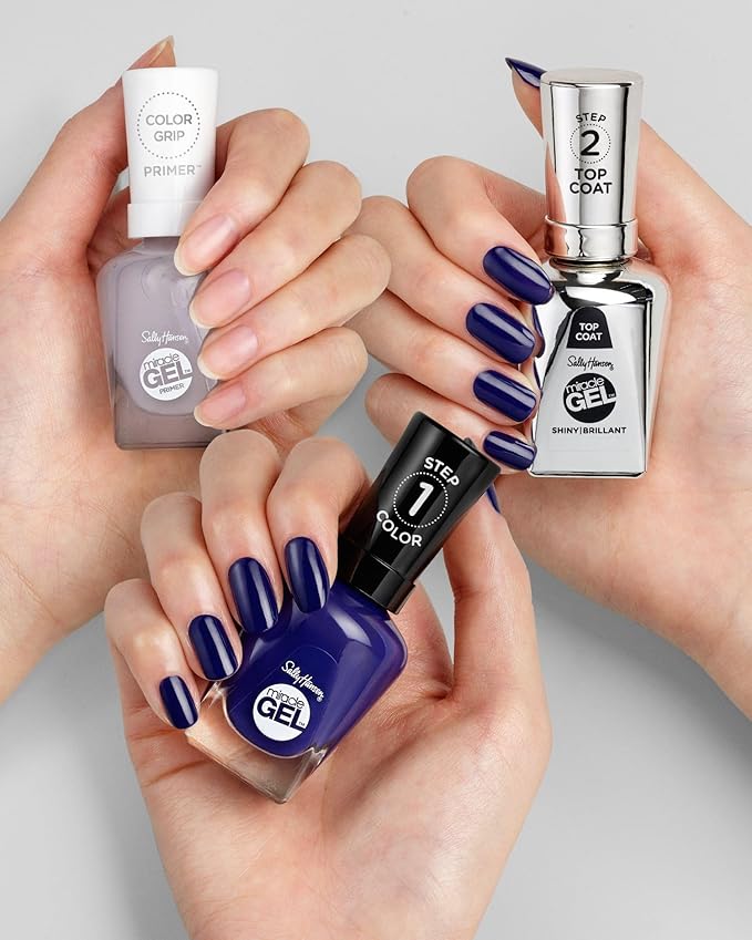 Sally Hansen Miracle Gel, Midnight Mod, Long Lasting, Gel-Like Formula, No UV Lamp Needed, Semi Opaque, Shiny Blue Nail Polish