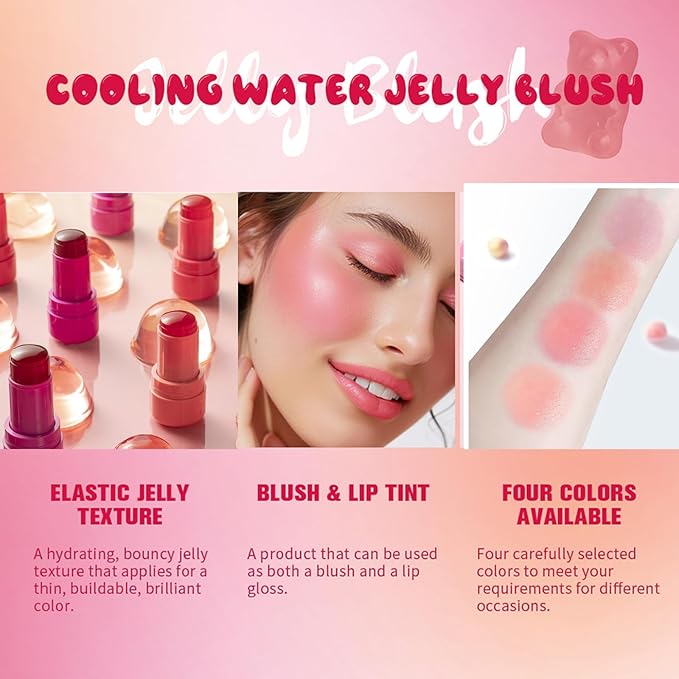 Jelly Blush Stick, Water Jelly Tint Makeup, Sheer Stain Makeup