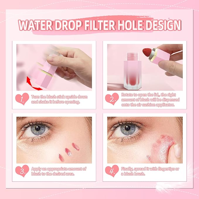 Liquid Blush for Cheeks, Soft Cream Blush with EBULLIENT-Cool Pink