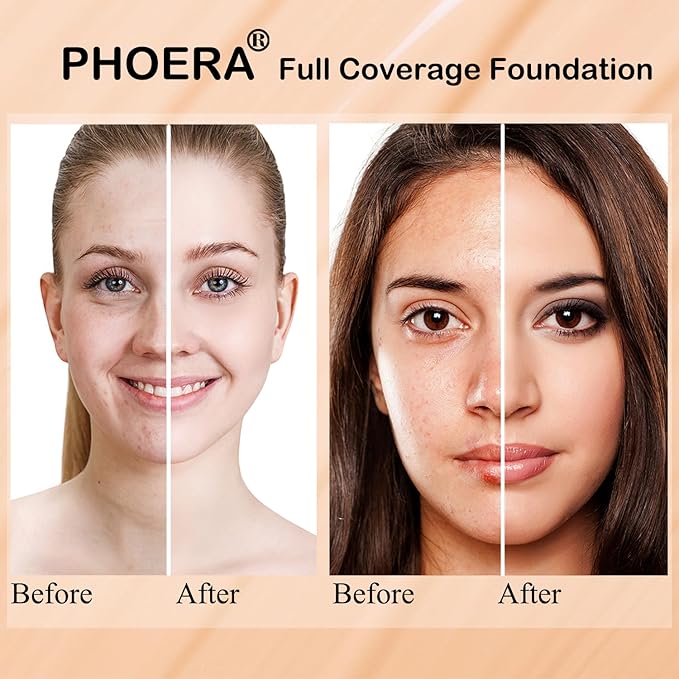PHOERA Foundation, PHOERA Contour Palette,Shades with Highlighter & #002 Contour/Nude+#002)