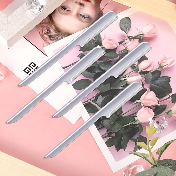 10 Pieces Eyebrow Razor for Women Facial Shaver Razor Brow Shaper Eyebrow Trimmer Dermaplaner Shaping Tool with Cover (Silver)