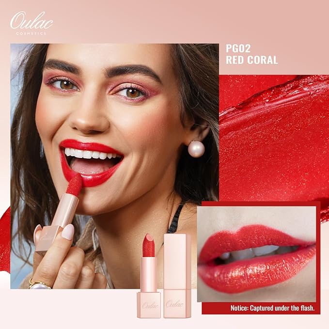 Oulac Lipstick & Lipliner Set 3PCS High Impact Lipcolor with Moisturizing Formula, Vegan Beauty, Full-Coverage Lip Color, Gift Lipstick for Women, LL08+02+PG02