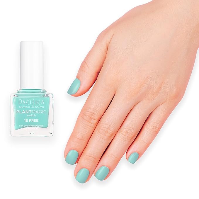 Pacifica Natural Nail Polish – Plant Magic Light Blue Nail Polish - Plant Based, Non-Toxic & Clinically Tested - Lasting Colors, Chip-Resistant, Clean Beauty, Dermatologist Approved, Paradise City
