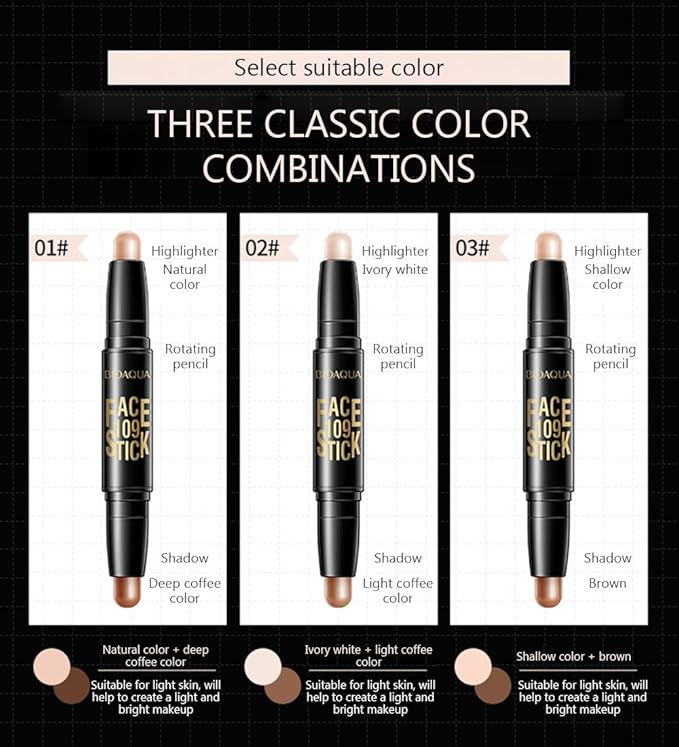 BIOAQUA Play 109 Face Stick Contour Duo 2 LIGHT COFFEE)