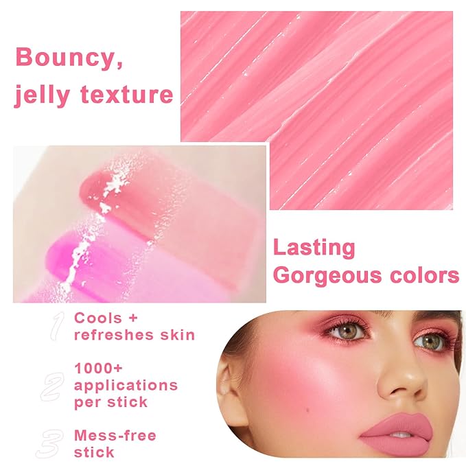 2PCS Cooling Water Jelly Lip Tint/Blush, Jelly Blush Cooling