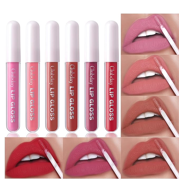 Multicolor Lip Gloss Non-Sticky Matte Long-lasting Color Lip Lacquer Liquid Lipstick Makeup Set Natural Glowy 6 Pcs-01