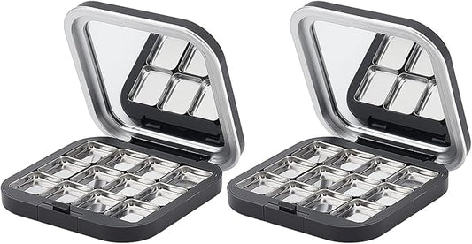 NICENEEDED 2 Pcs Empty Eyeshadow Palettes, 12 Grids