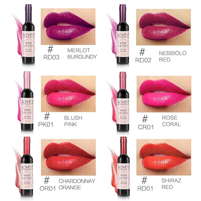 Wine Lip Tint 6 Colors, Waterproof Long Lasting Long
