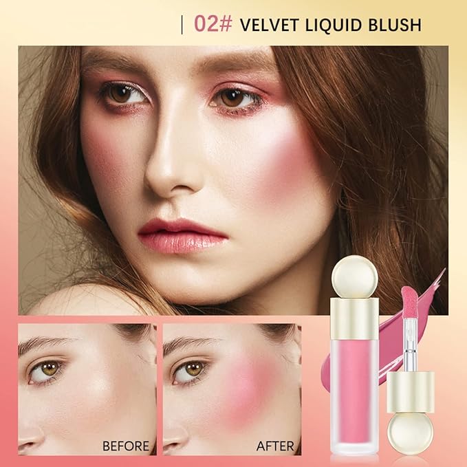 Liquid Blush, Matte Liquid Cream Makeup Dual Use for Girl