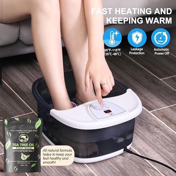 Foot spa bath massager with