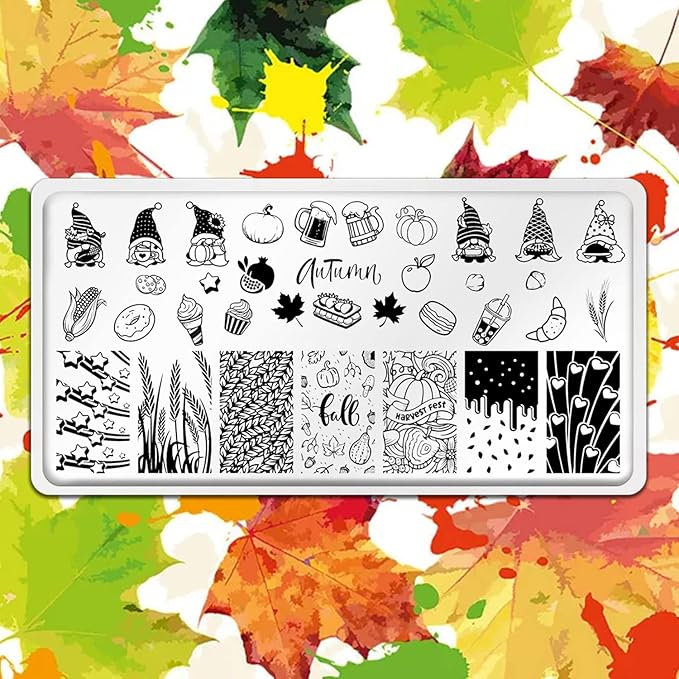 Fall nail stamping plate thanksgiving