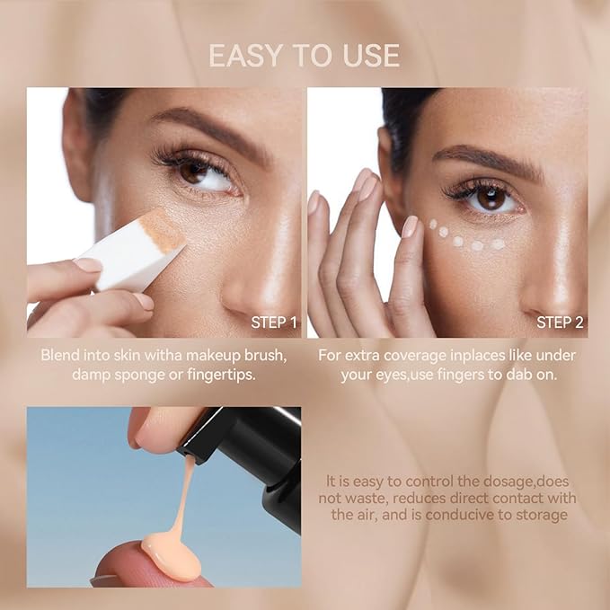 Liquid Foundation,Matte 3-in-iquid Foundation Lightweight, Hydrating CC Cream Cruelty-Free (02) 1 L