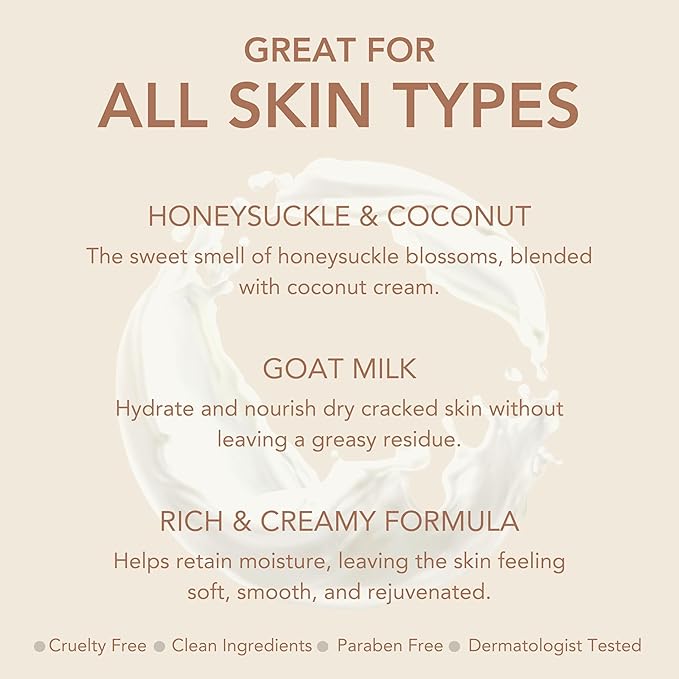Dionis - Goat Milk Skincare Scented Hand Cream (1 oz) Set of 6, Moisturizing Lotion for Dry Skin, Good for Sensitive Skin, Cruelty-free and Paraben-free (Honeysuckle & Coconut)