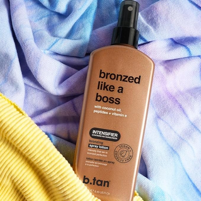 b.tan Sun Tanning Lotion Spray | Bronzed Like a Boss - Brown Outdoor Bronzing Spray Lotion Accelerator, Packed with Coconut Oil, Peptides, & Vitamin E, Austrailian Brand, 8.45 Fl Oz