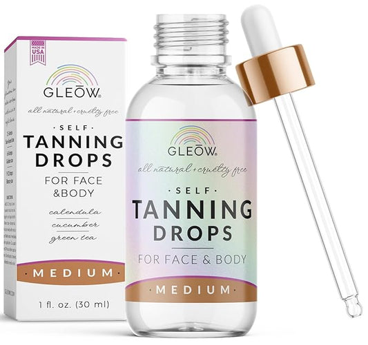 Face Tanning Drops to Add to Moisturizer, Face Self Tanner Bronzing Drops, Quick Tan Drops, Self Tanning Drops for Face and Body 1oz