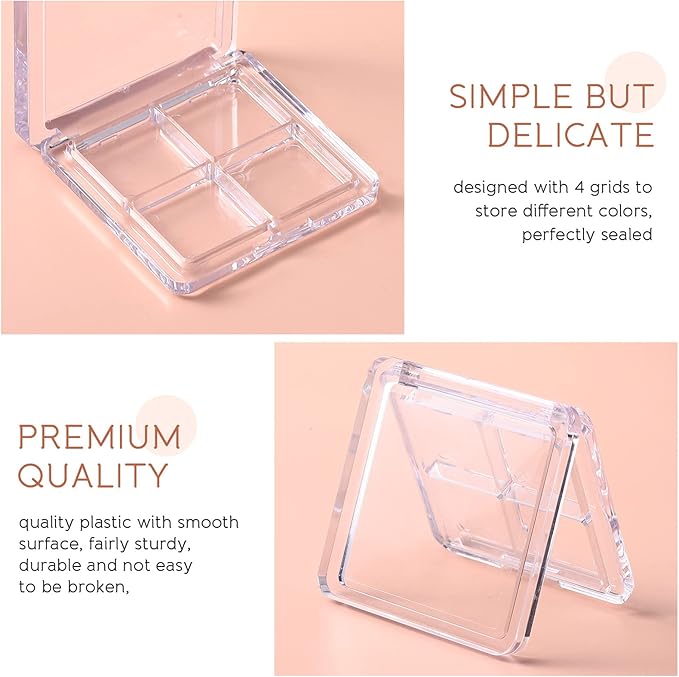 Beaupretty 4 Pieces Empty Eyeshadow Pallet 4 Grids