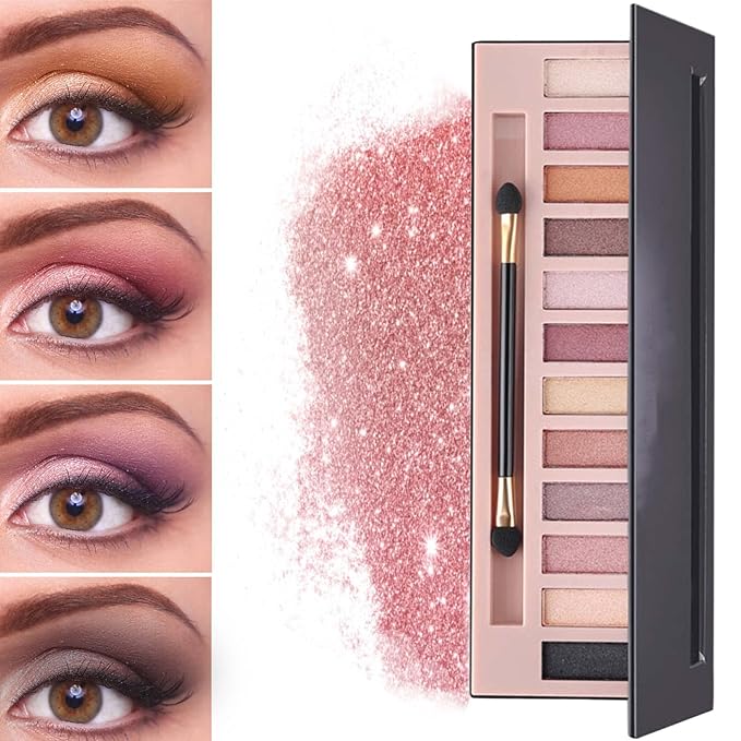 12 Color Naked Eyeshadow Palette,Pearly Earth Color Eyeshadow,Natural