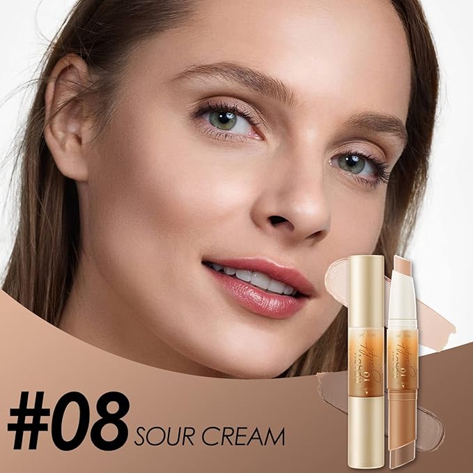 FOCALLURE 2 in 1 Cream Bronzer and Highlighter Pen,SOUR CREAM