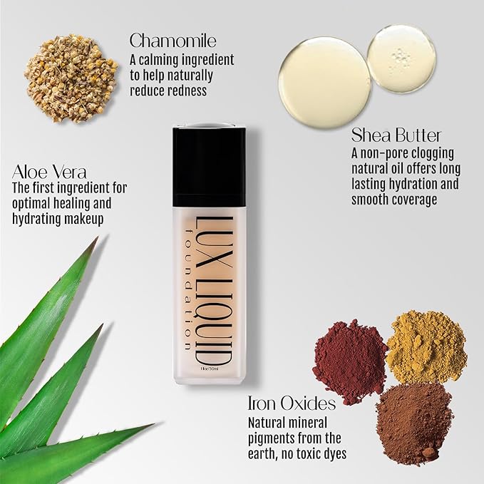 Organic Aloe-Based LUX Liquid Foundation, Natural Vegan Gluten-Free