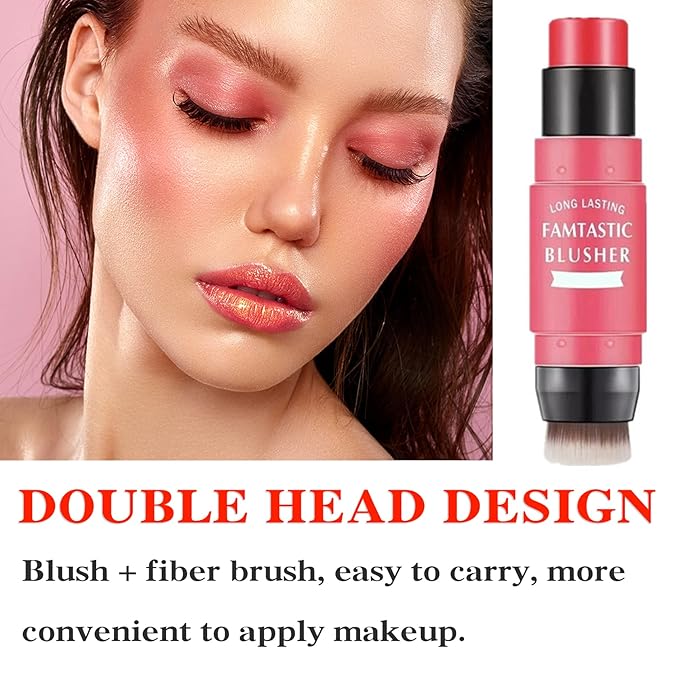 Cream Blush Stick (02) with Brush, Waterproof, Long Skin Tones 40g