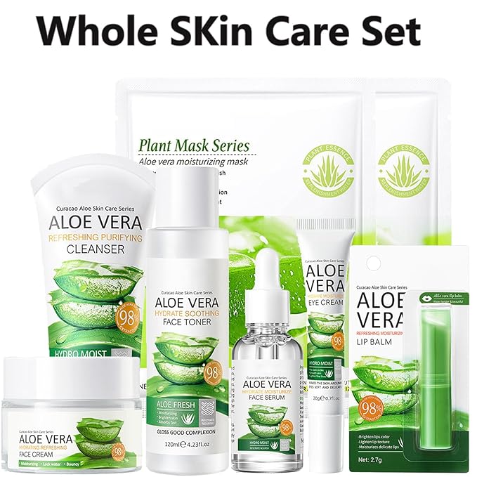 8Pcs Skin Care Products Set, Aloe