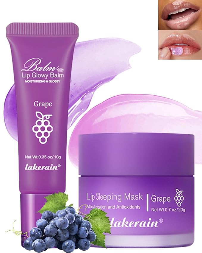 2Pcs Lip Glowy Balm & Lip Women-04Grape