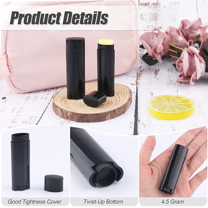 40 PCS 4.5g Oval Lip Balm (Black)