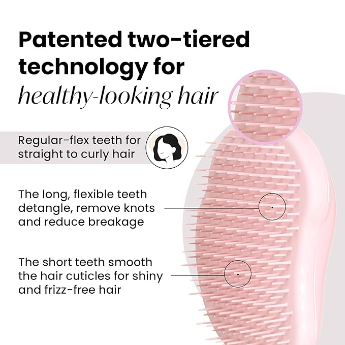 Tangle Teezer Original Detangler Brush, Dry & Wet Travel Size Mini Hair Brush, for Kids & All Hair Types, Millennial Pink