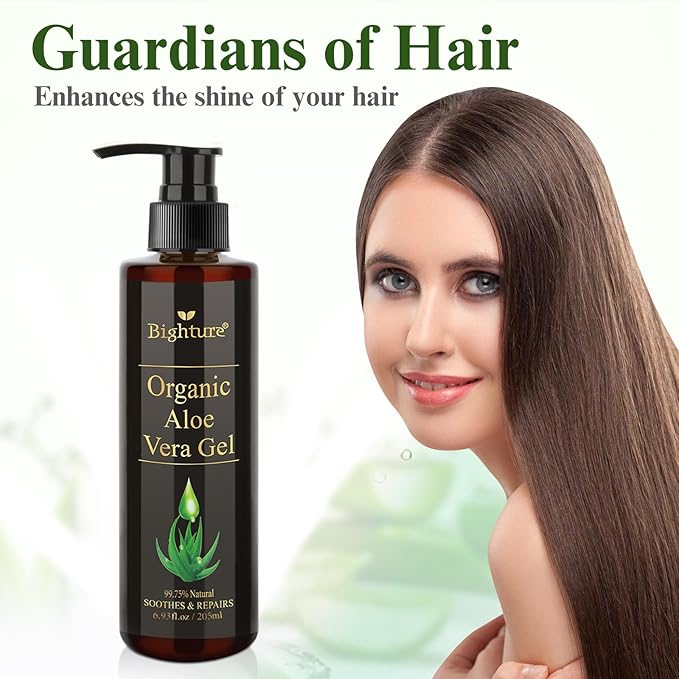 Aloe Vera Gel for Skin, Aloe Vera Gel Infused with Tea Tree Oil for Hydrating, Repair Skin, Organic Aloe Vera Gel Extract from Fresh Pure Aloe Vera for Sunburn Relief, Hair, Razor- 6.76 Fl Oz