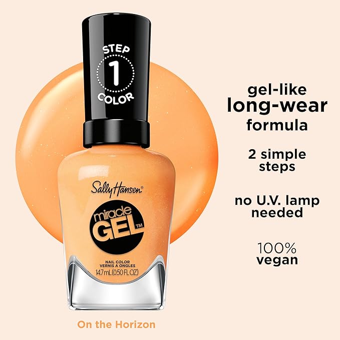 Sally Hansen Miracle Gel™, On The Horizon, Long Lasting, Gel-Like Formula, No UV Lamp Needed, Orange Nail Polish