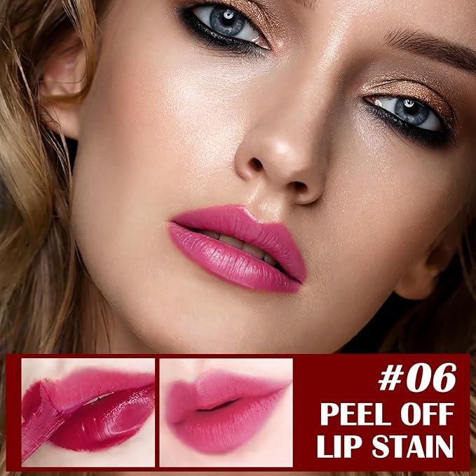 Peel Off Lip Liner Stain, Peel Off Lip Stain with Matte Finish, Peel Off Mask Tint, Waterproof, Long Lasting, Transfer Proof Red Lip Tint, Highly Pigmented Color