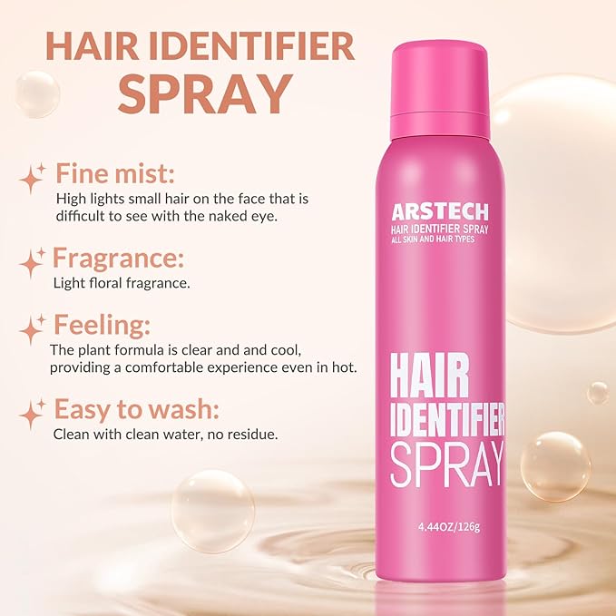 Hair Identifier Spray for Face Shaving Dermaplaning Tool 2 Pack Skin Body Dermaplaning Spray for Women with 8 Face Razor for Face Shaver Hair Removal Kit Excess Hair Dermaplane Razor for Women Face