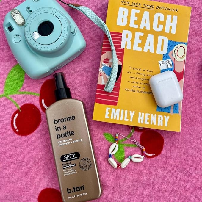 b.tan SPF 7 Sun Tanning Lotion Spray | Bronze In a Bottle - Outdoor Bronzing Spray Lotion, Packed with Argan Oil, Electrolytes, & Vitamin C, Vegan Friendly, Austrailian Brand, 8.45 Fl Oz