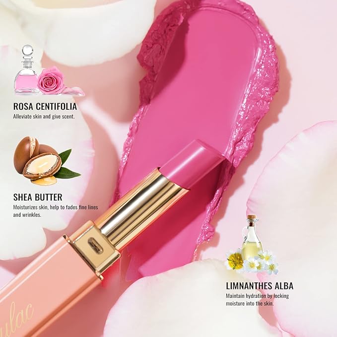 Oulac Moisture Peach Nude Lipstick - 2 in 1 Shimmer Lipstick & Lip Balm, Shimmer Soild Lip Gloss, Lightweight Smooth, Natural Look Best for Dry, Cracked and Chapped Lips, Vegan 2.2g/0.07oz (S05)