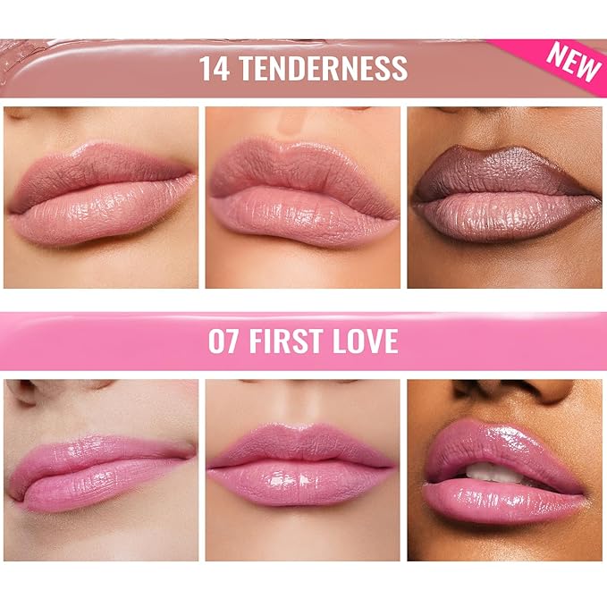 Oulac Moisturizing Shine Lipstick For Women Christmas Set 2PCS, 2 in 1 Tinted Lip Balm for Winter, Hydrated Juicy and Glossy Lip Color for Dry, Cracked and Chapped Lips, Vegan [07+14]